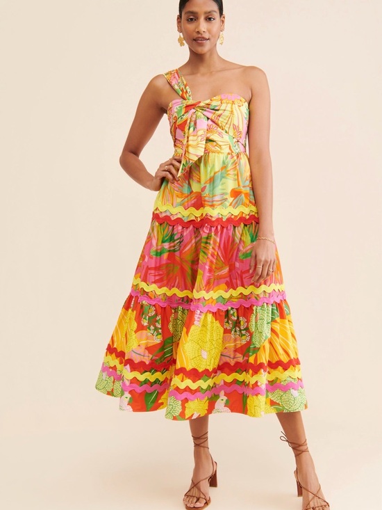 FARM Rio Dresses & Skirts - Farm Rio Mixed Prints One-Shoulder Dress Size XS